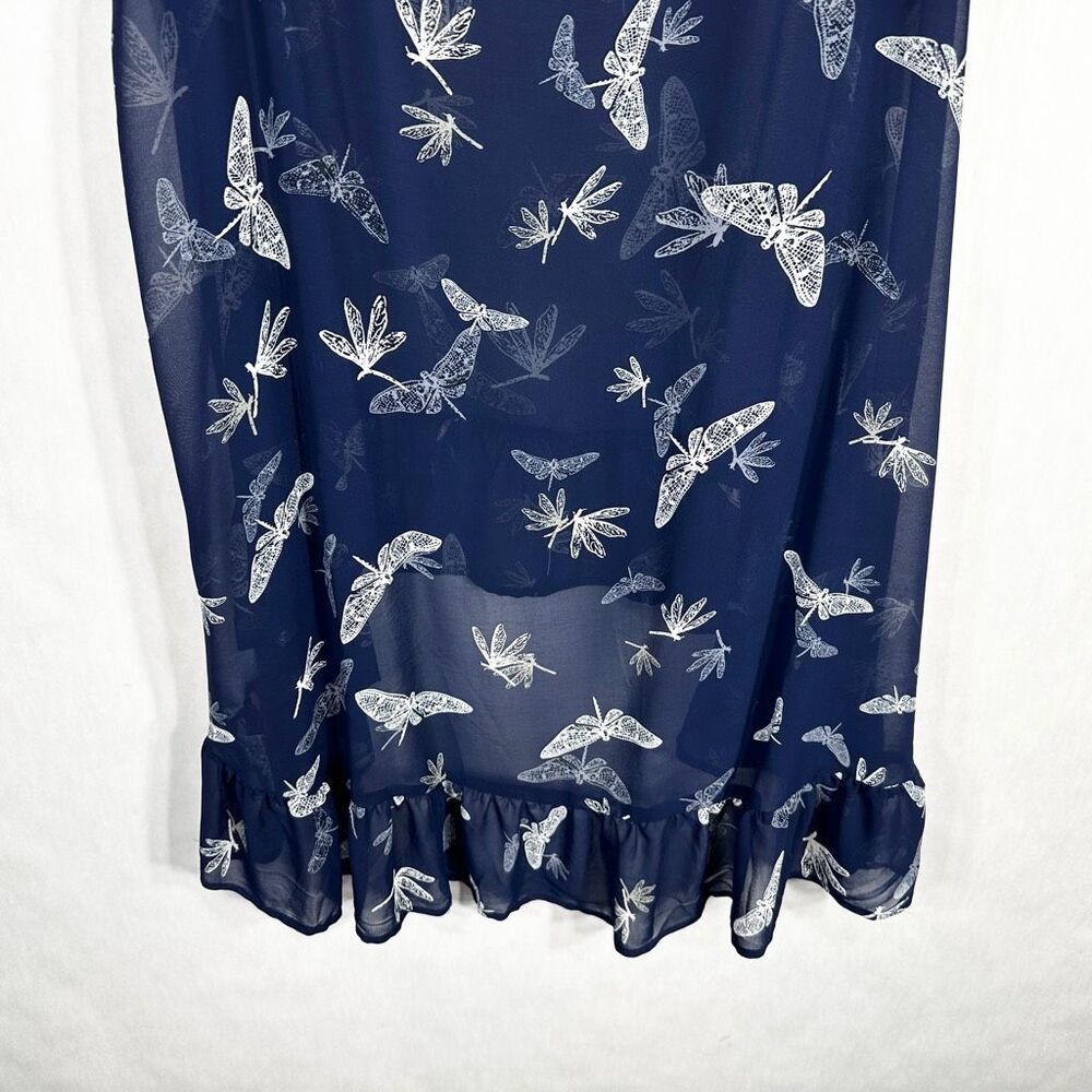 Torrid Plus Size 3X Tank Top Navy Blue Dragonfly Print Ruffle High‎ Low 1562 - Picture 8 of 10